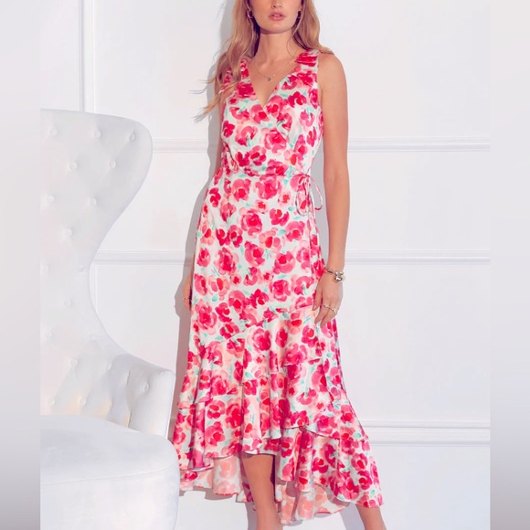 Adelyn Rae Willow Floral Wrap Maxi Dress NWOT - Picture 2 of 3